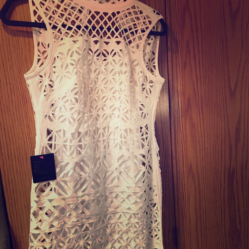 Thick caged white mini dress